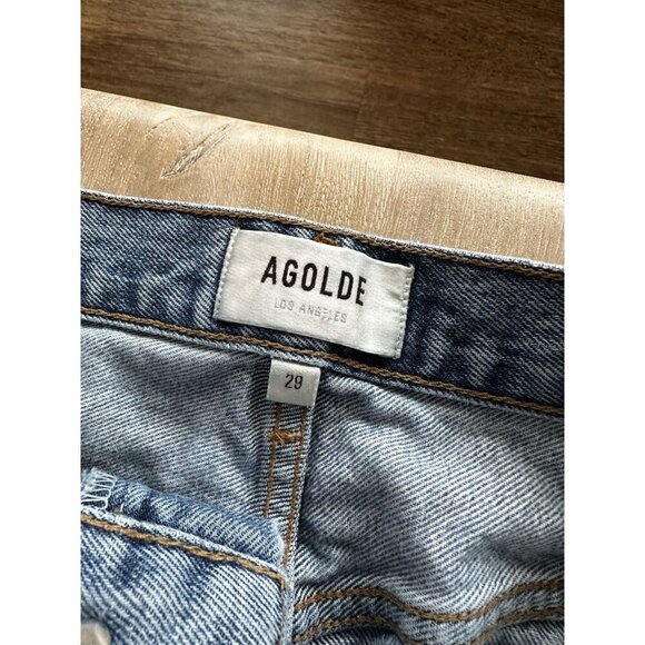 Agolde 90's Mid Rise Loose Jeans Streamline Distressed Knees Size 29 Medium Wash - Picture 4 of 9